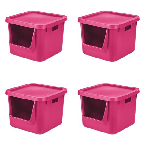 pink metal storage box|pink stackable storage bins.